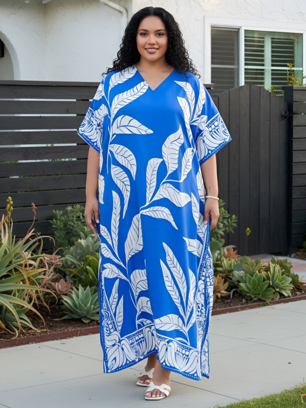 Casual Polyester Caftan Dress Plus Size Cover Up Maxi Moo Moos Dresses for Girl